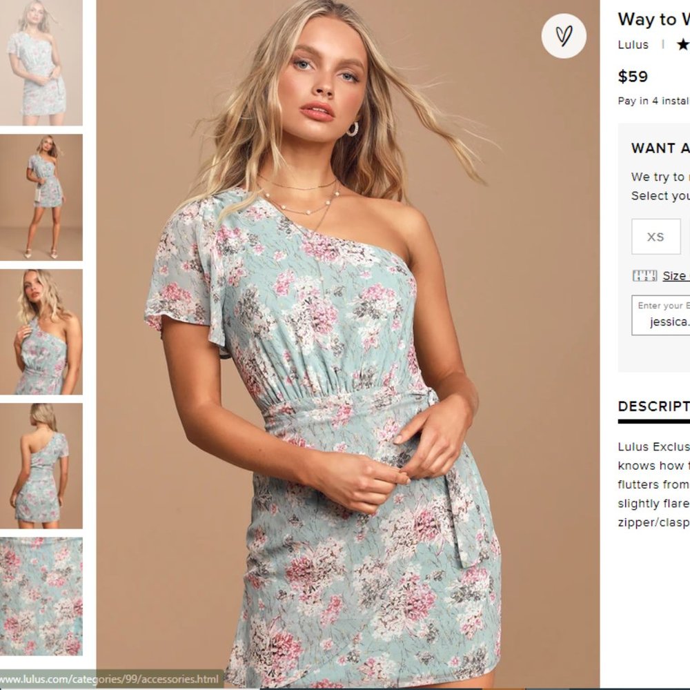 Dusty Blue Floral Print One Shoulder Faux-Wrap Dress